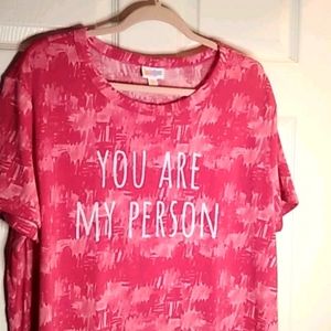 NWOT 3X LULAROE LIV TEE - ABSTRACT PINKS - YOU ARE MY PERSON